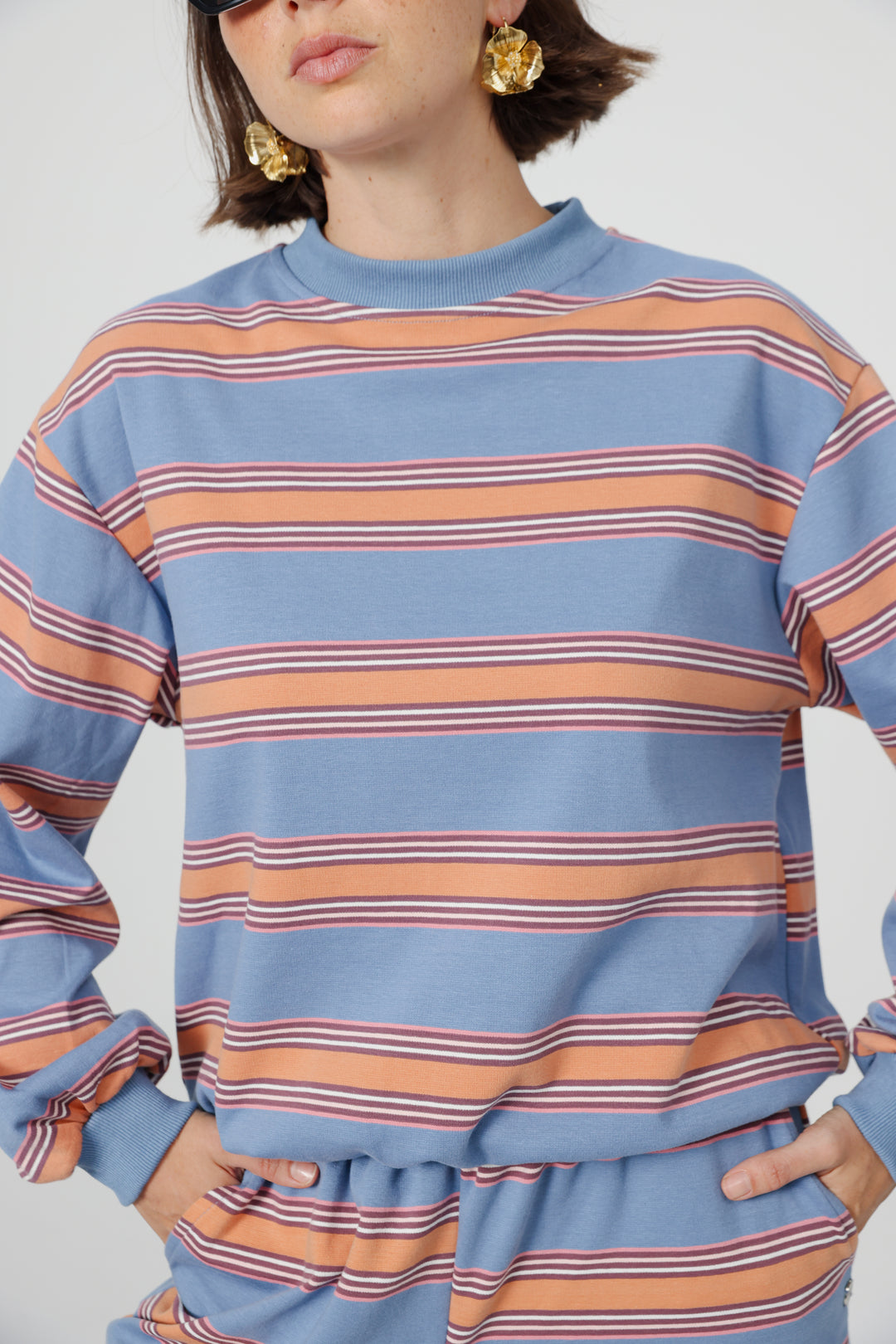 Bestie Blue Striped Sweatshirt