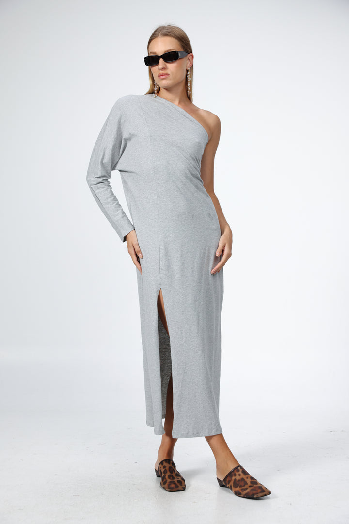 Grey One Shoulder Dress