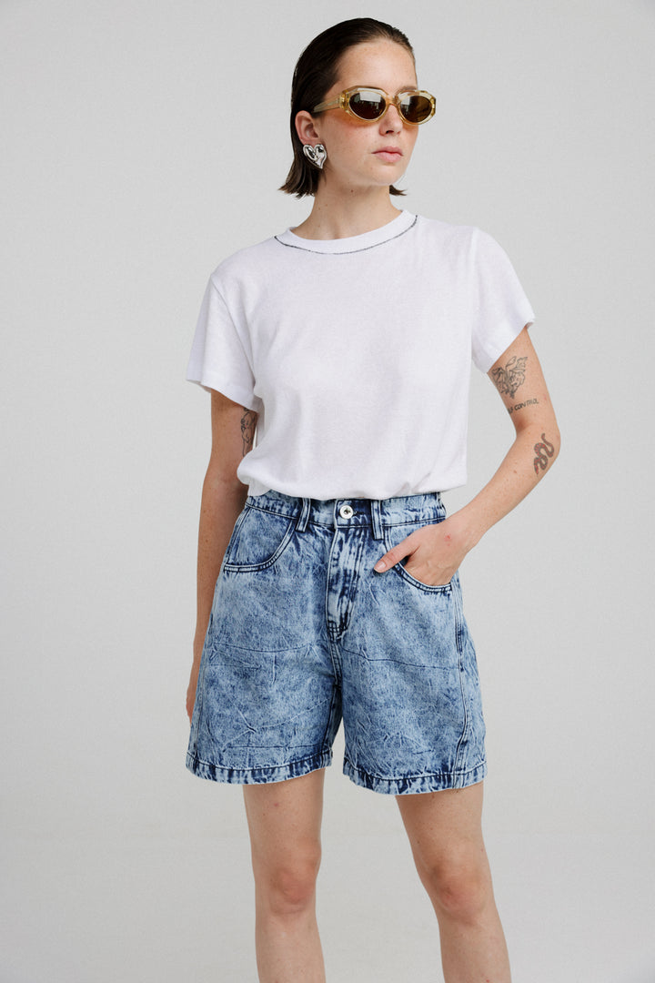 Guri Short Washed Blue Denim Bottoms