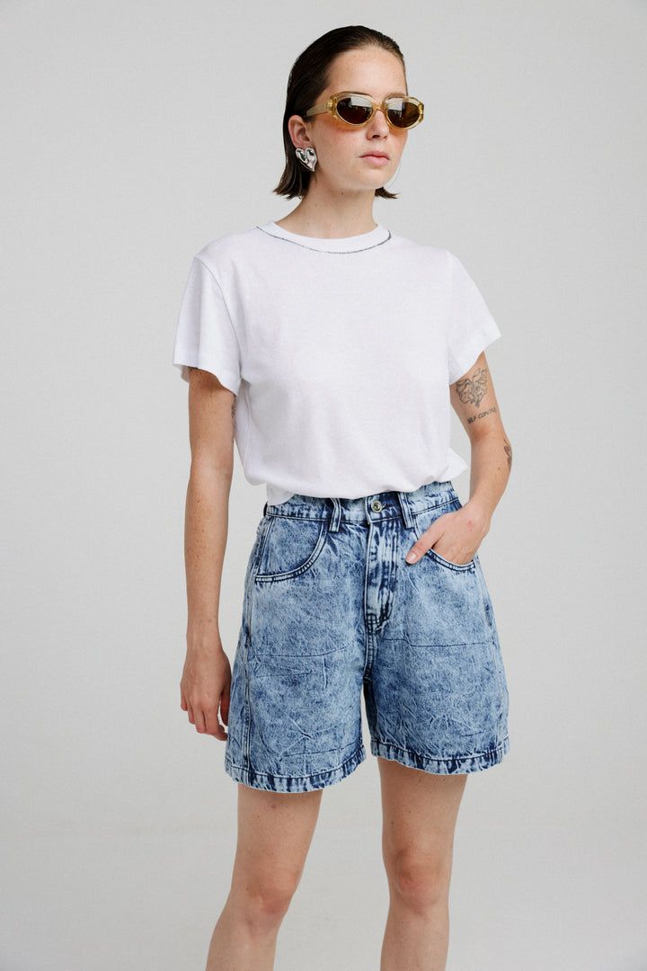 Guri Short Washed Blue Denim Bottoms