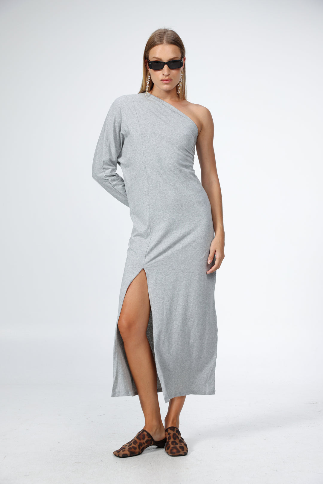 Grey One Shoulder Dress