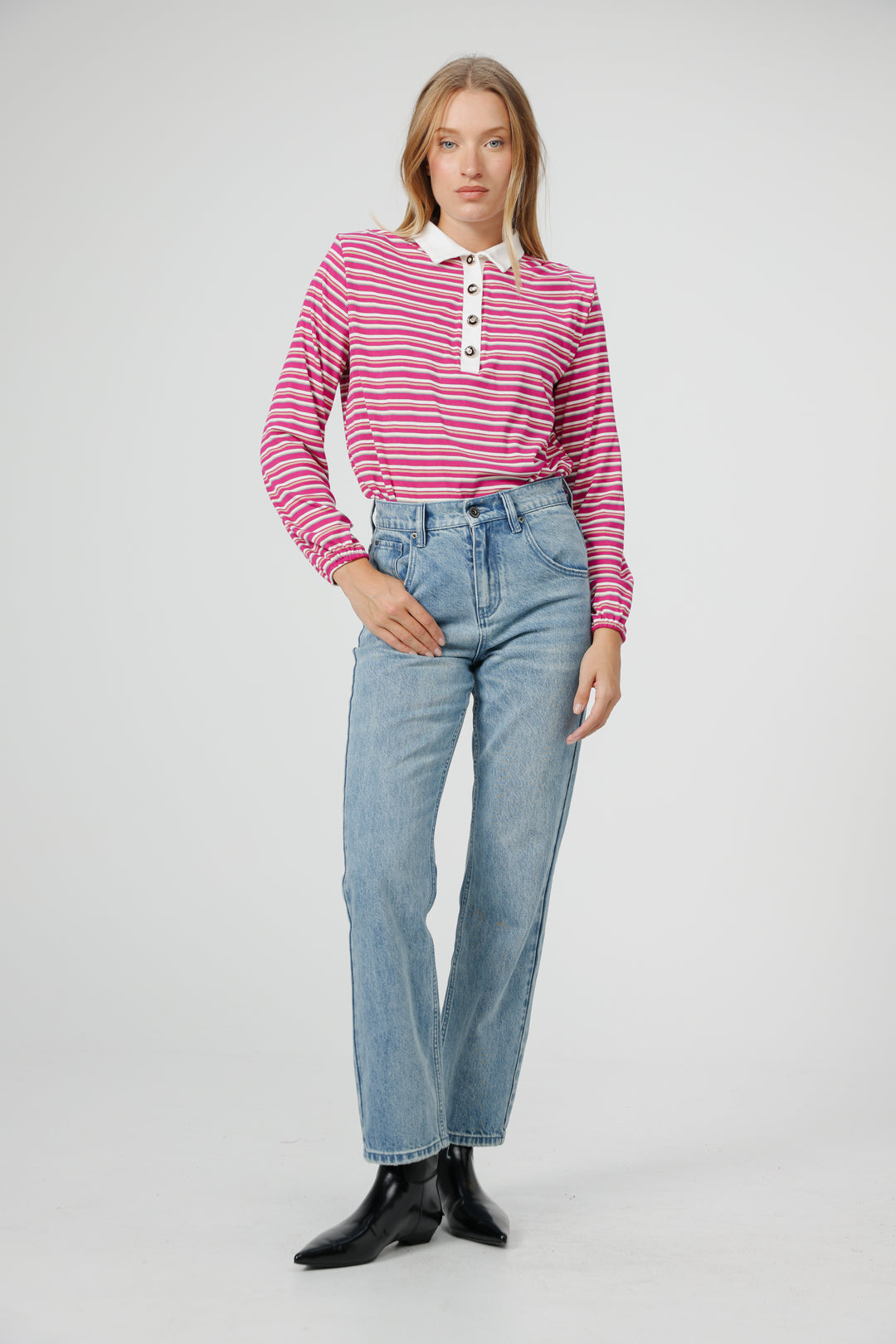 Forward Pink Striped Padded Polo