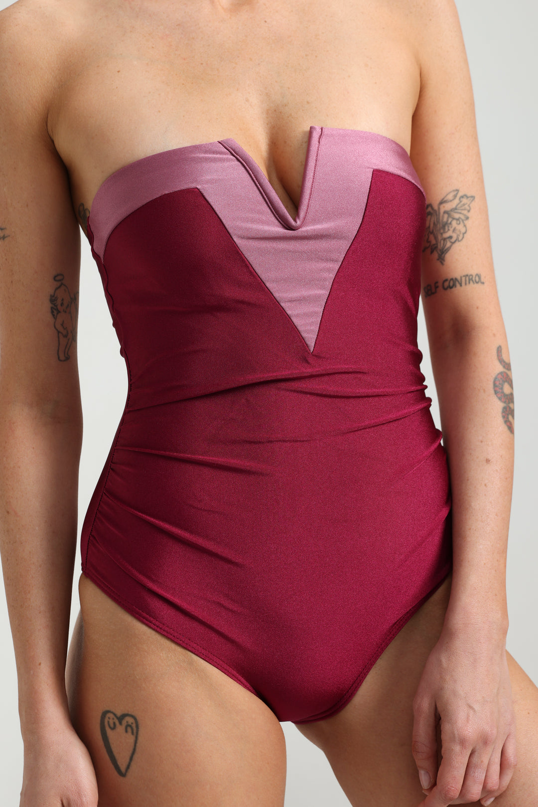 Impressionism Wine/Pink Swimsuit