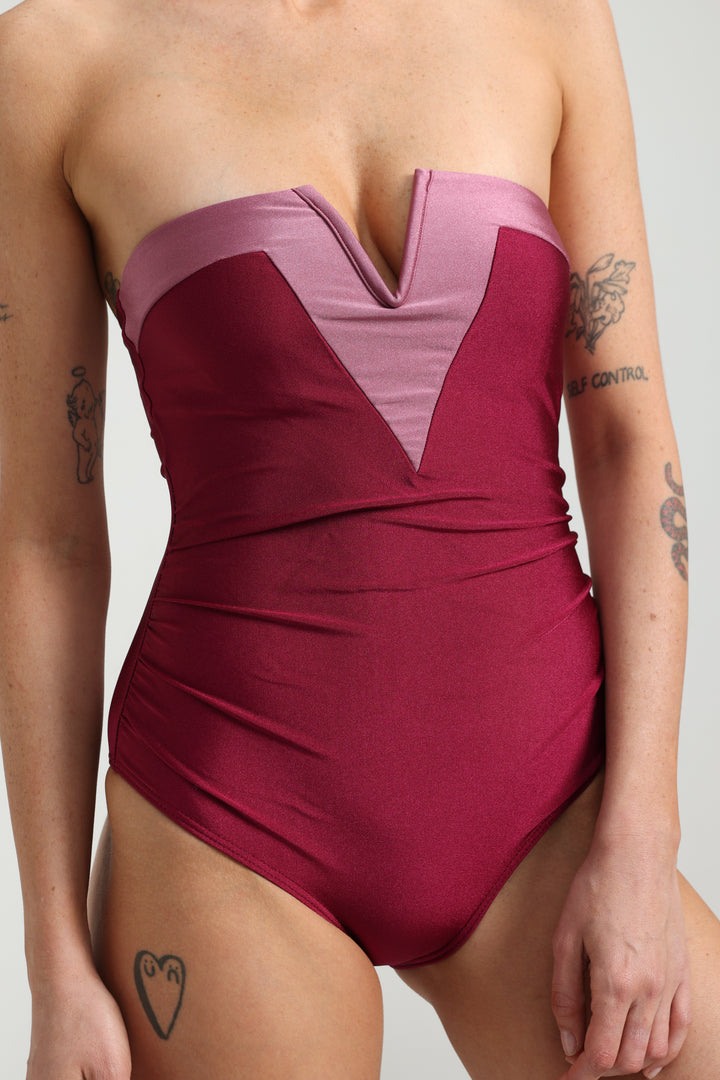 Impressionism Wine/Pink Swimsuit