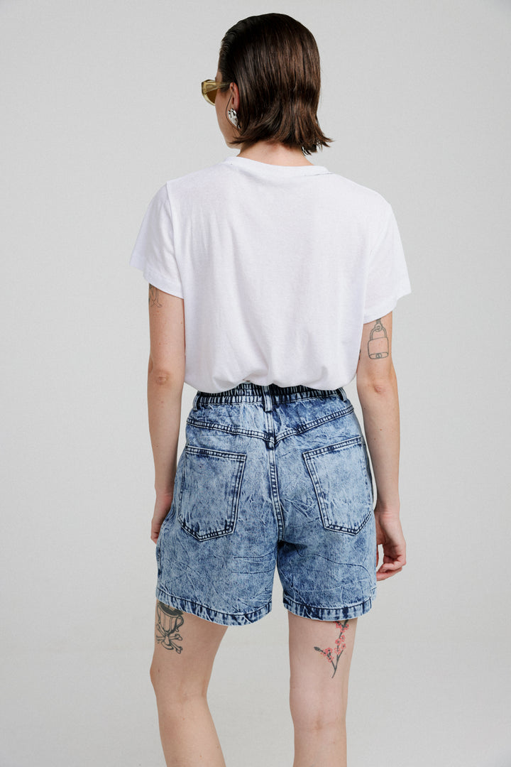 Guri Short Washed Blue Denim Bottoms