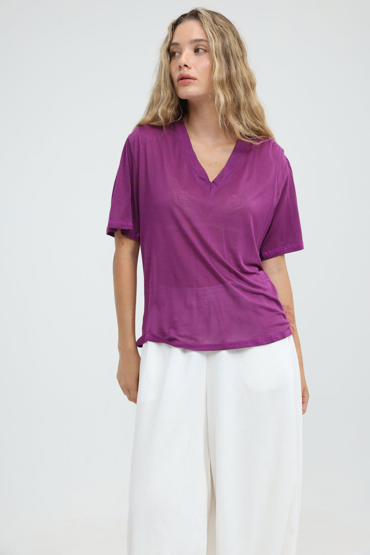 Clean57 Purple V T-Shirt