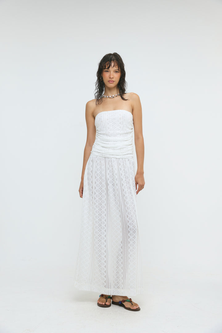 Santorini White Lace Dress
