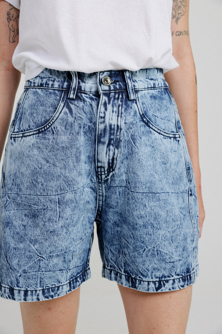 Guri Short Washed Blue Denim Bottoms