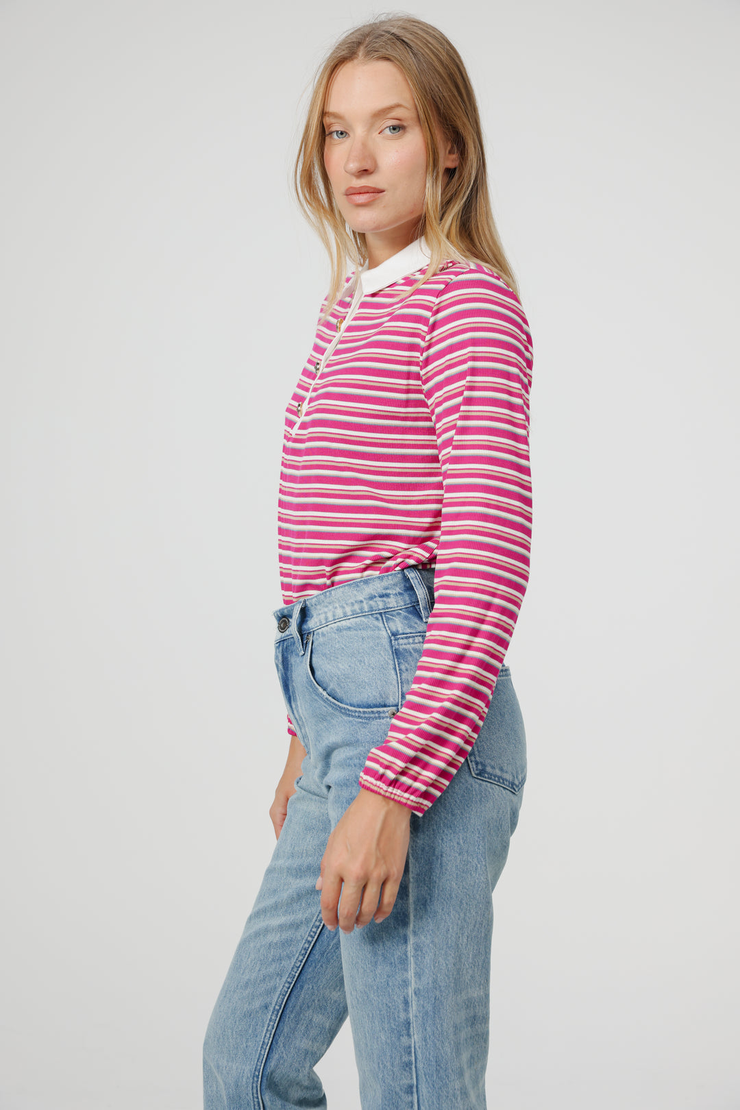 Forward Pink Striped Padded Polo