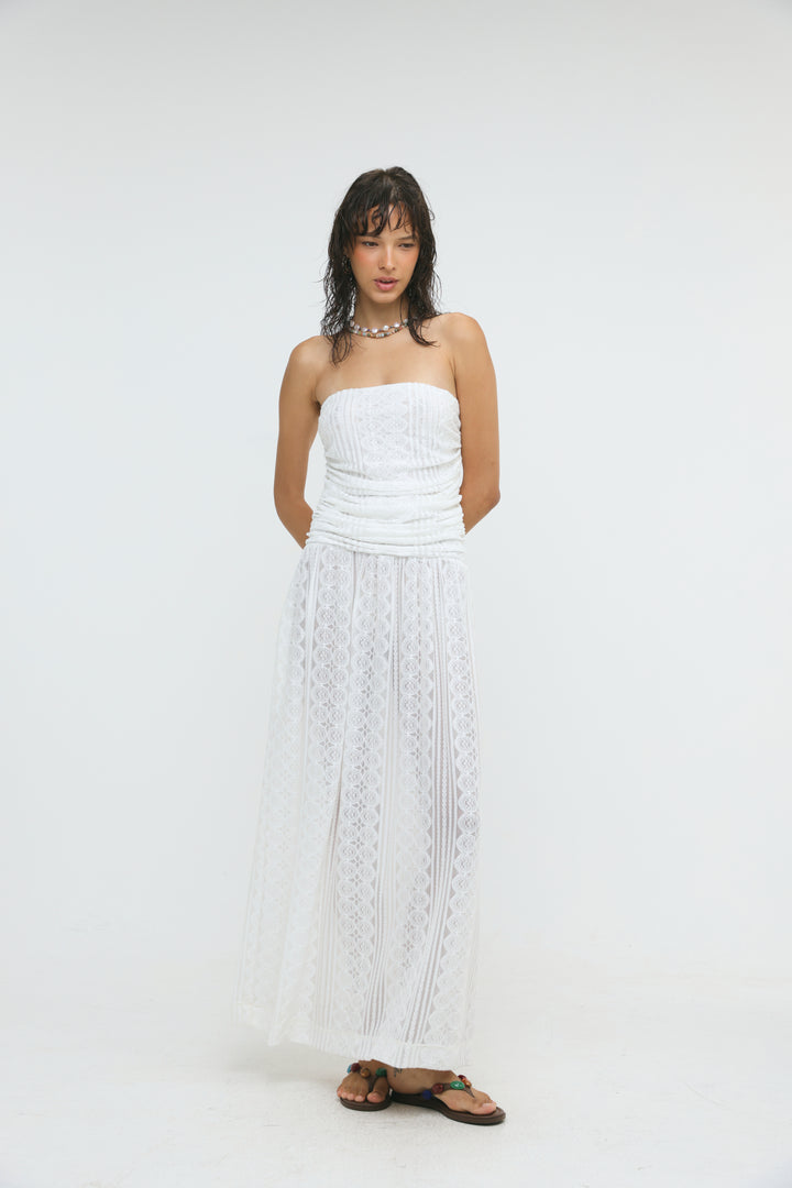 Santorini White Lace Dress