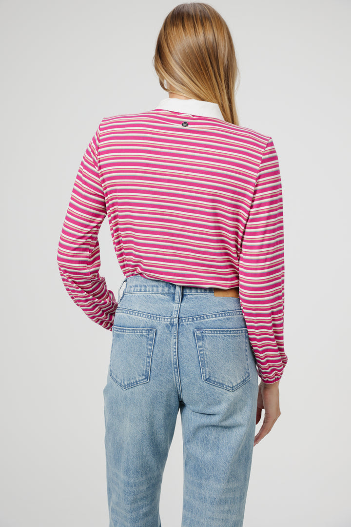 Forward Pink Striped Padded Polo