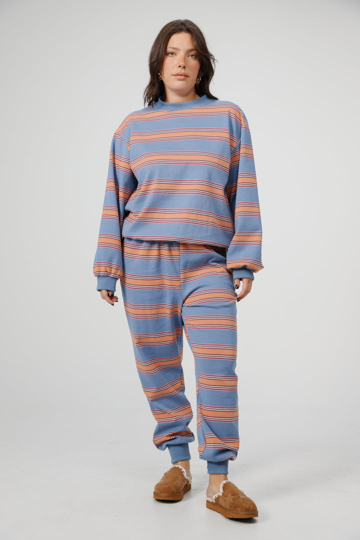 Bestie Blue Striped Sweatshirt