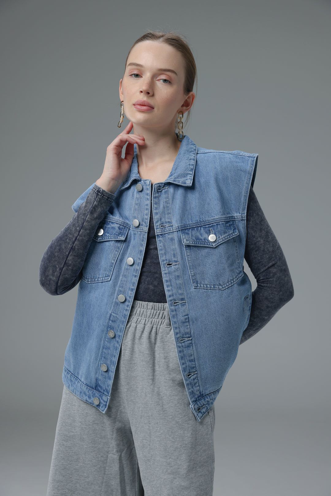 Daniela's Light Blue Embroidered Denim Vest