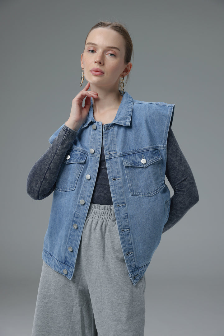 Daniela's Light Blue Embroidered Denim Vest