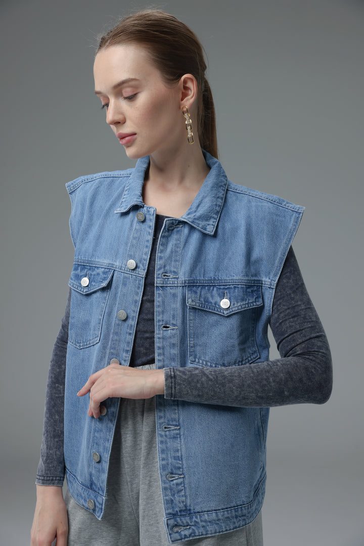 Daniela's Light Blue Embroidered Denim Vest