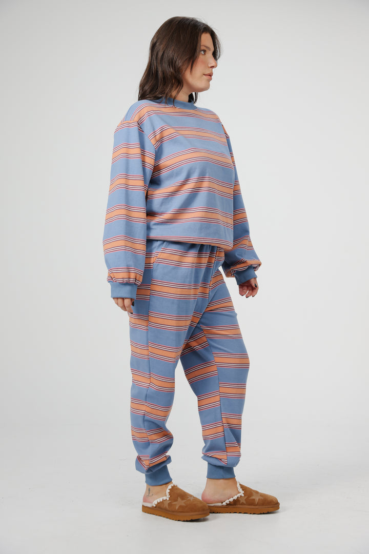 Bestie Blue Striped Sweatshirt