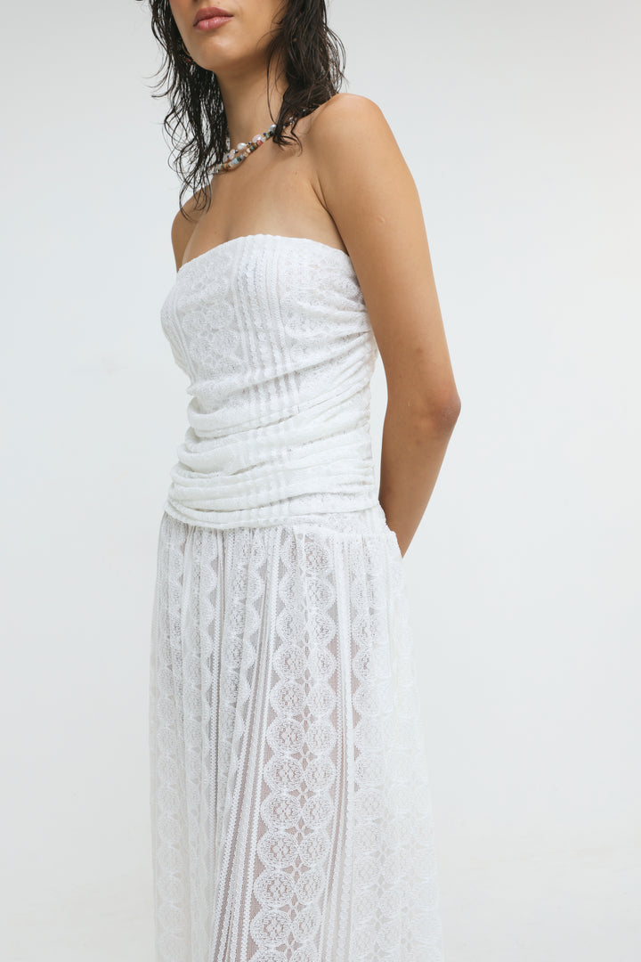Santorini White Lace Dress