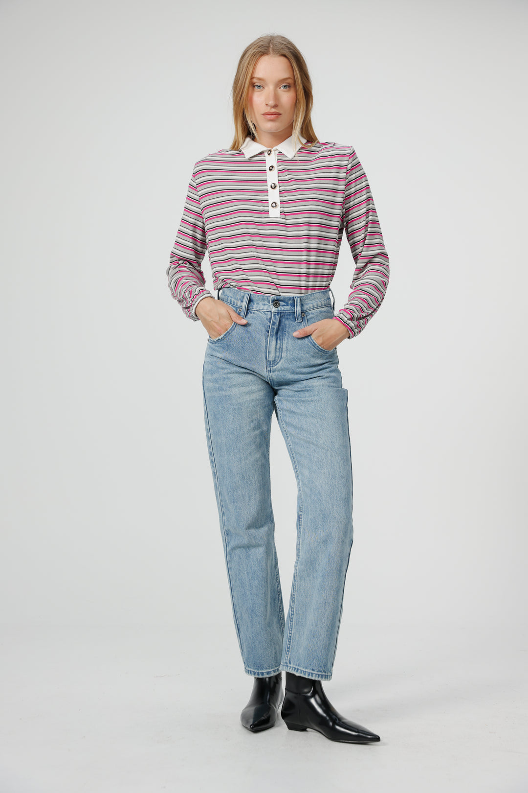 Forward Grey Striped Padded Polo