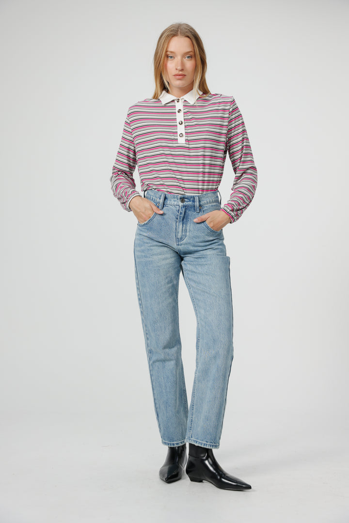 Forward Grey Striped Padded Polo