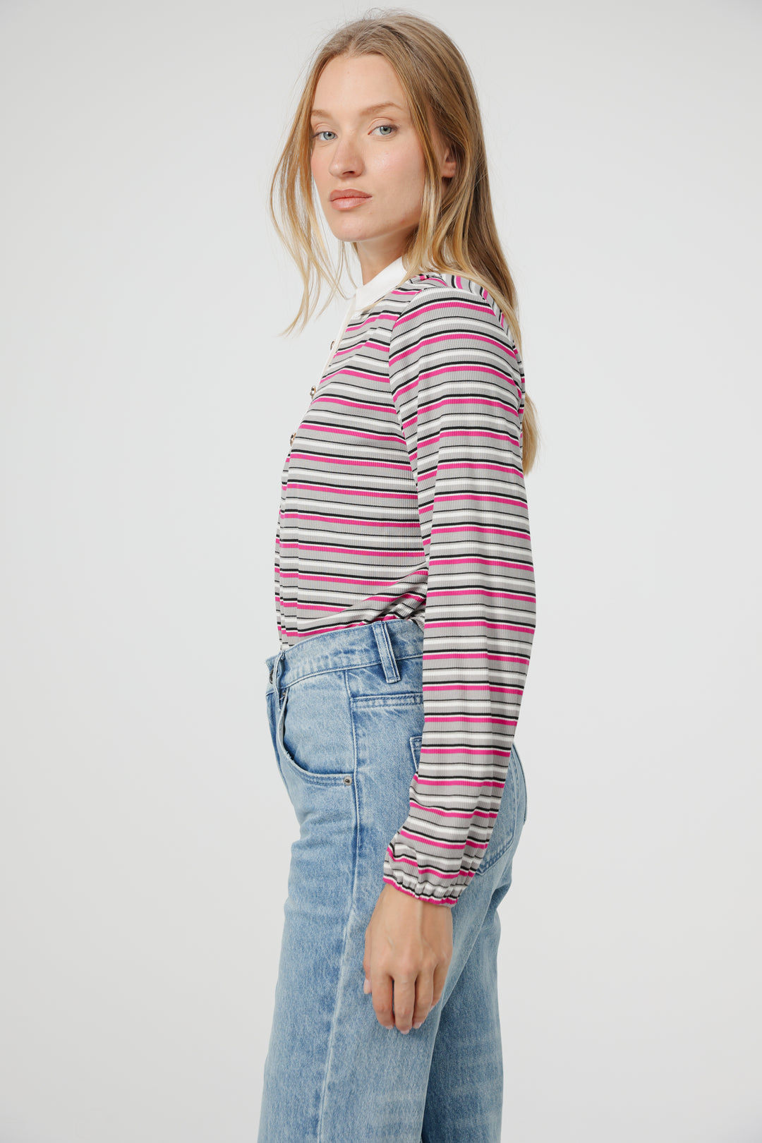 Forward Grey Striped Padded Polo