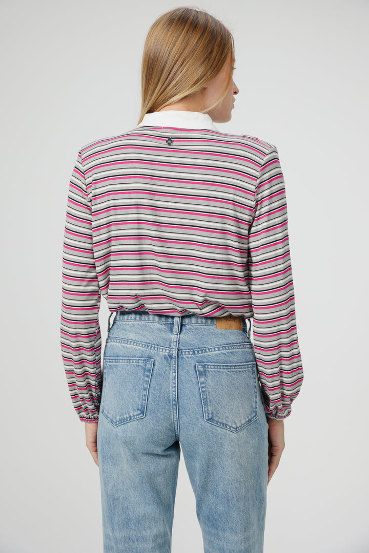 Forward Grey Striped Padded Polo