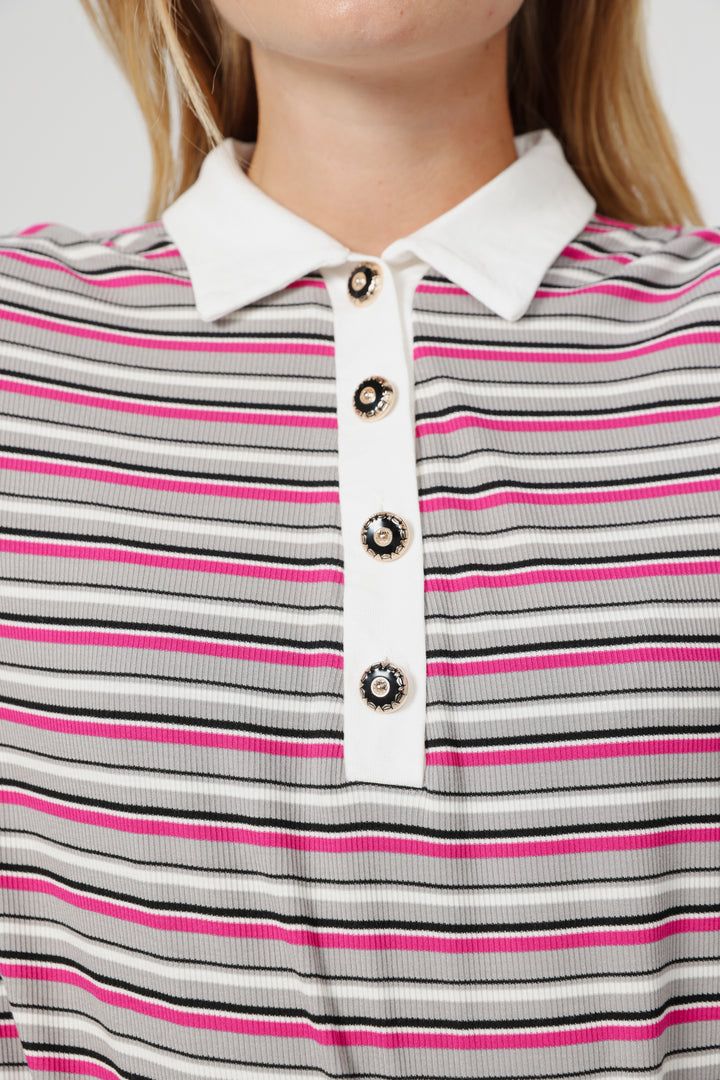 Forward Grey Striped Padded Polo