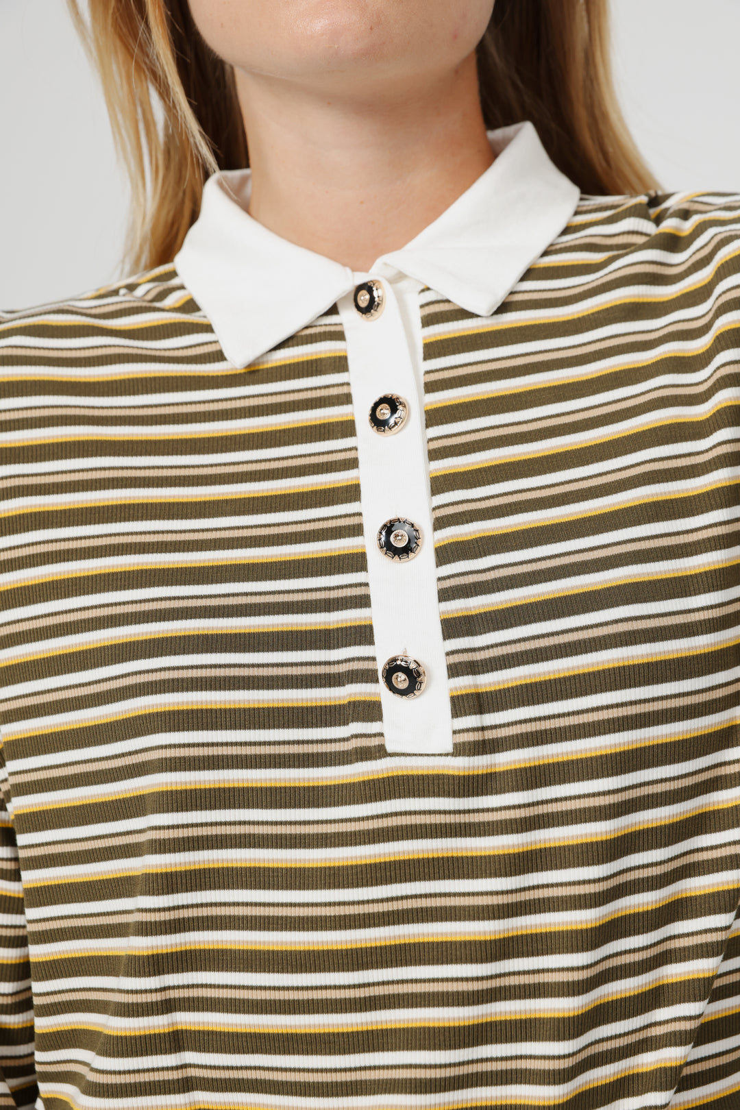 Forward Olive Striped Padded Polo