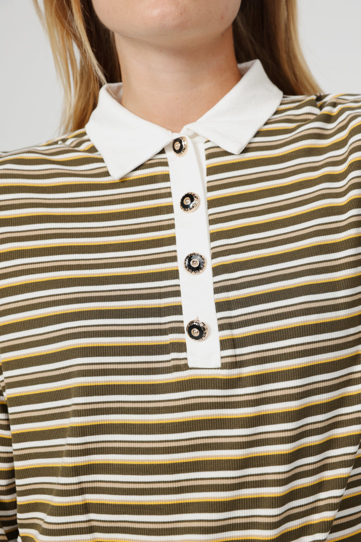Forward Olive Striped Padded Polo