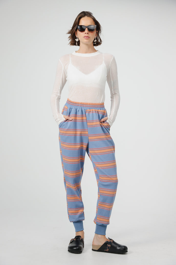 Bestie Blue Striped Joggers