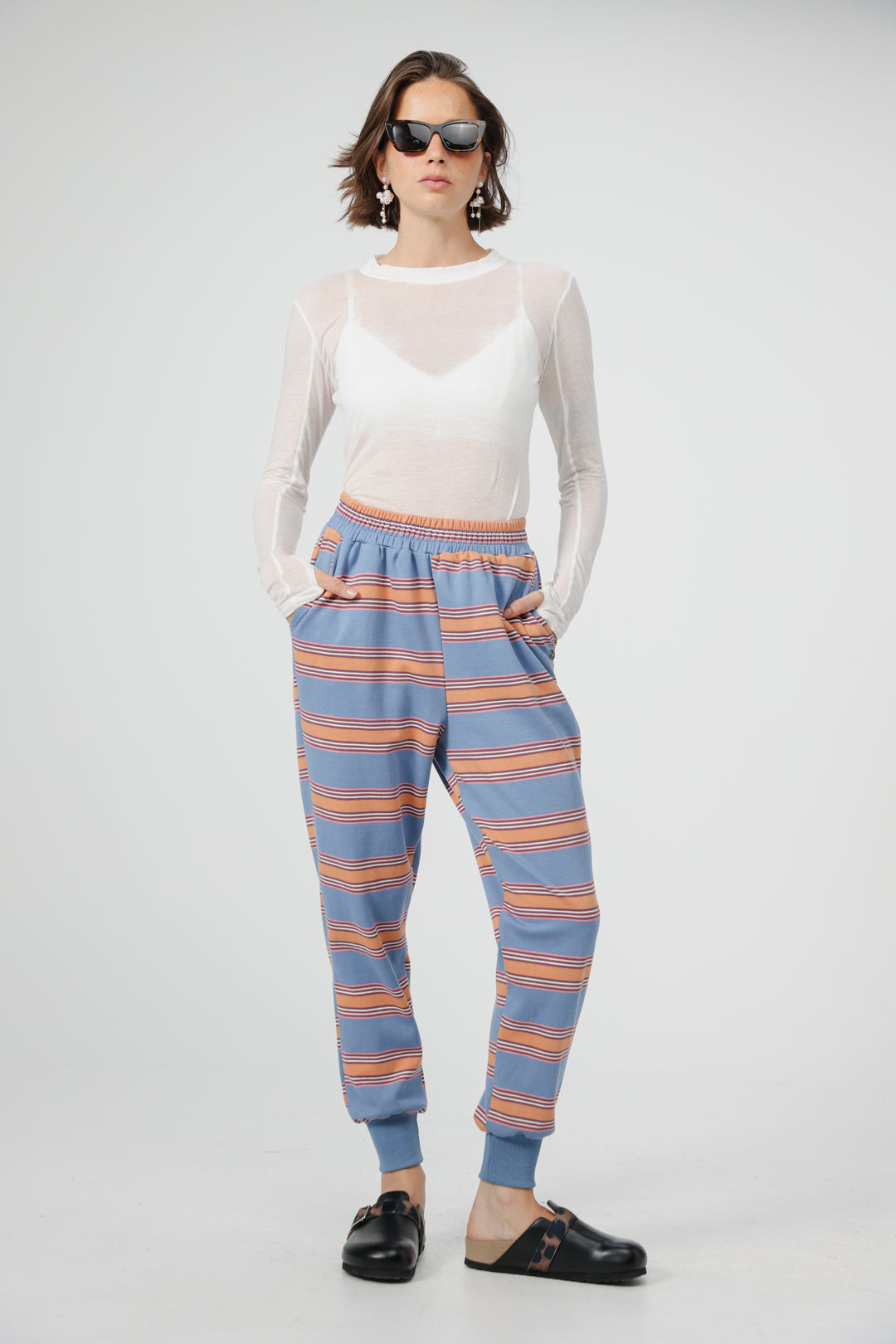 Bestie Blue Striped Joggers