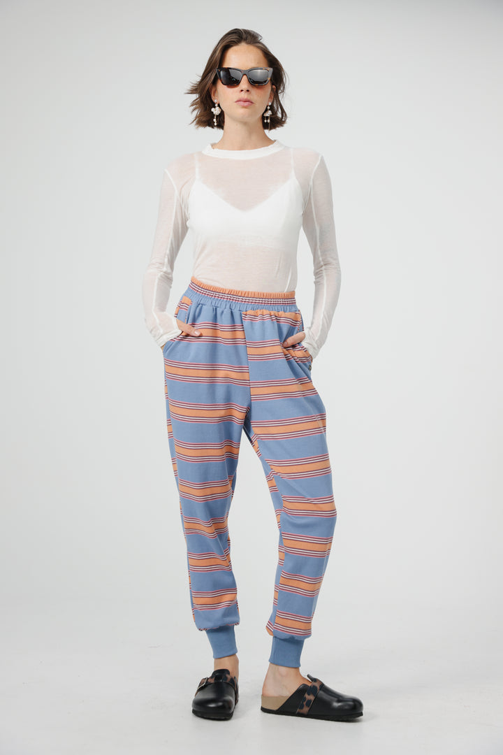 Bestie Blue Striped Joggers