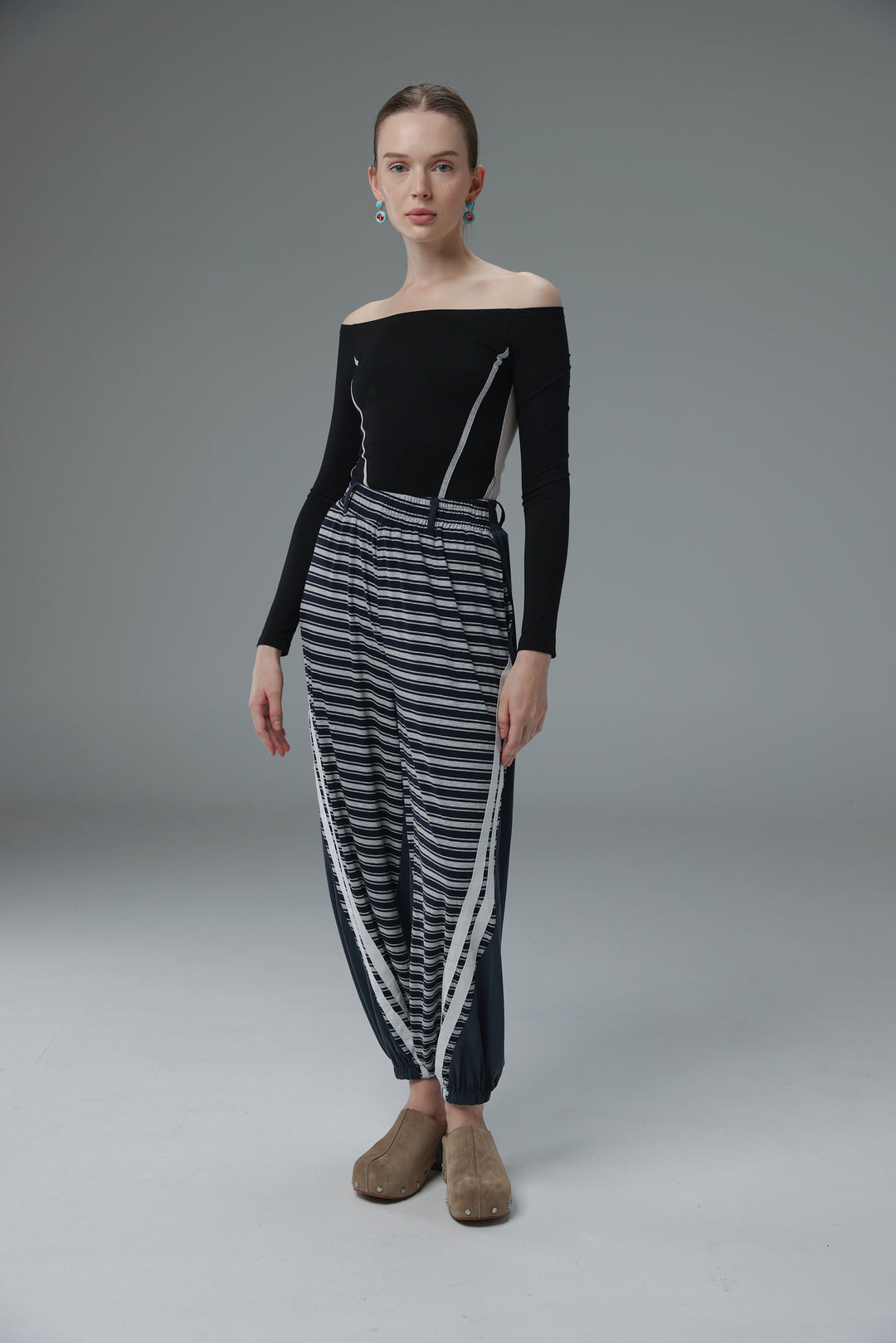 Daniela's Navy/Stripes Mix Joggers