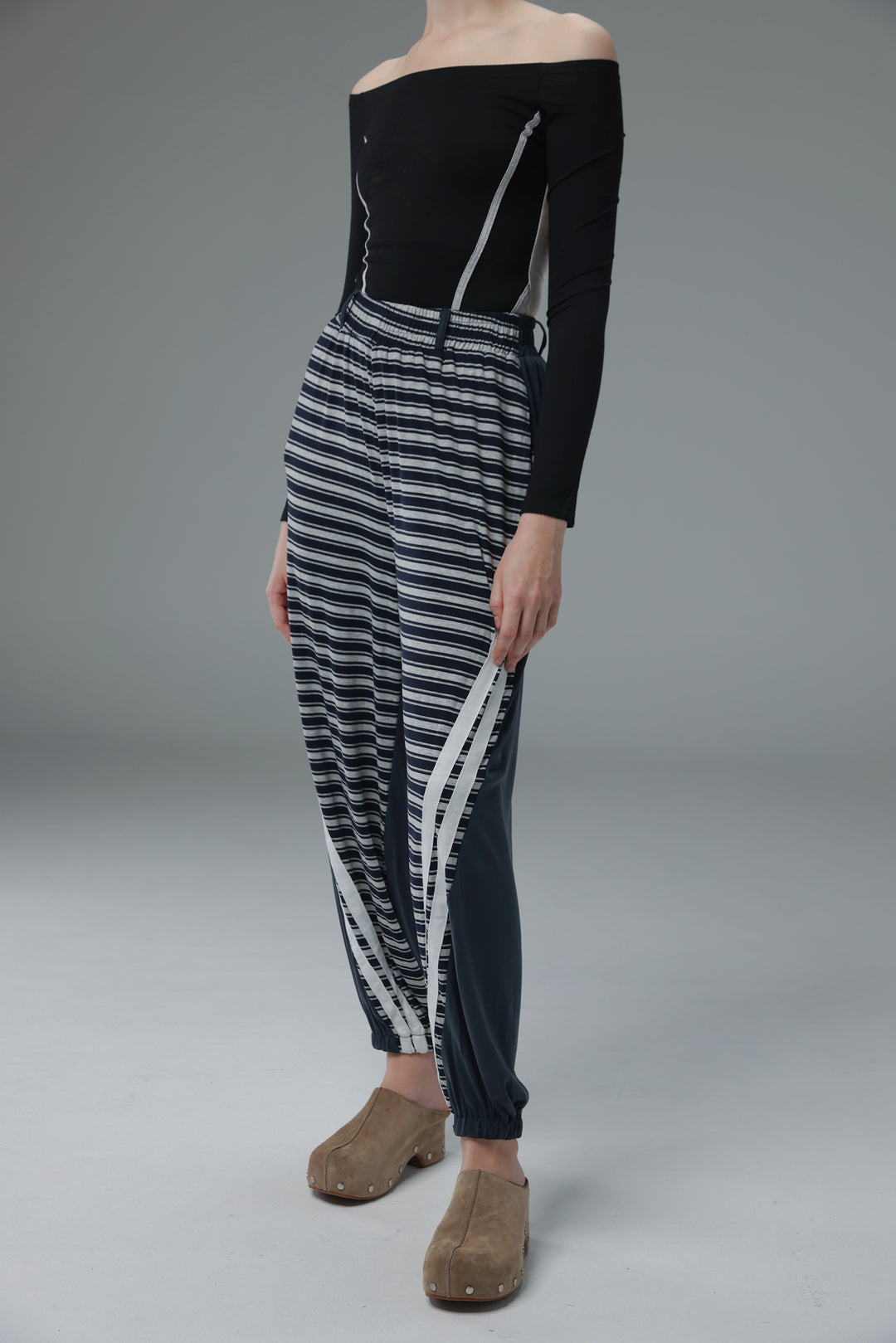 Daniela's Navy/Stripes Mix Joggers