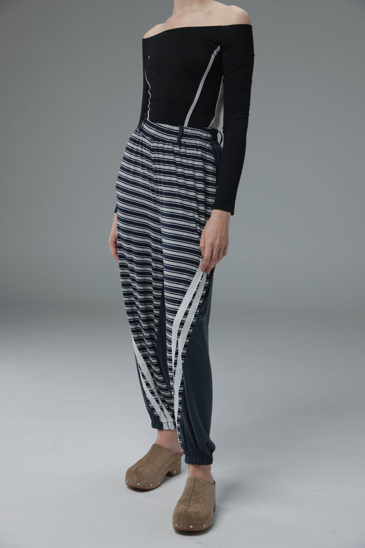 Daniela's Navy/Stripes Mix Joggers