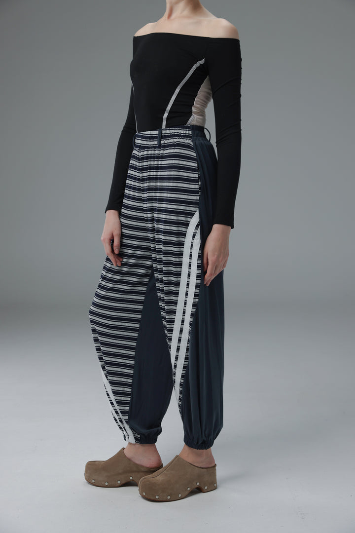 Daniela's Navy/Stripes Mix Joggers