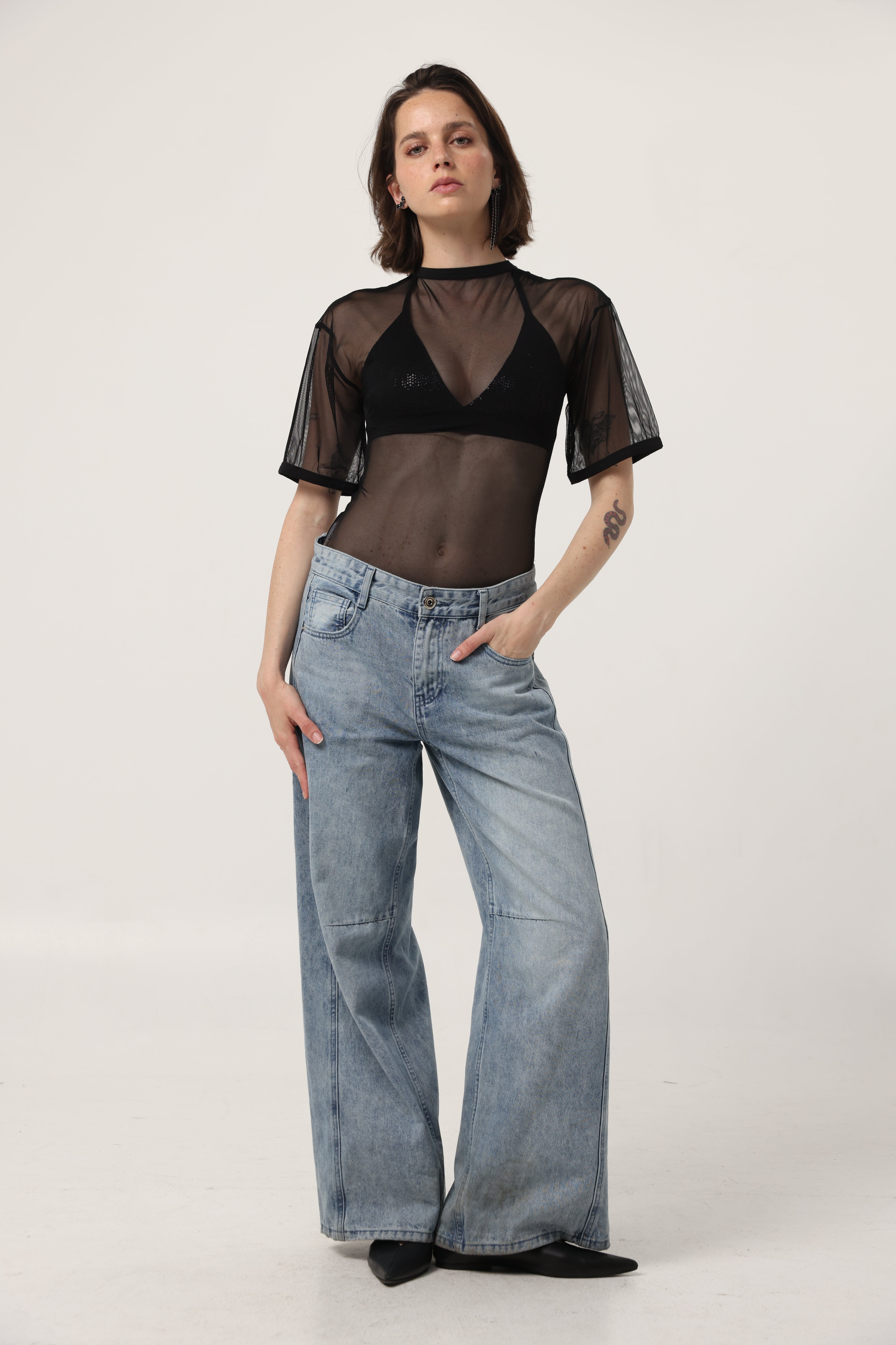 Double Mesh Black T-Shirt – SEESTARZ
