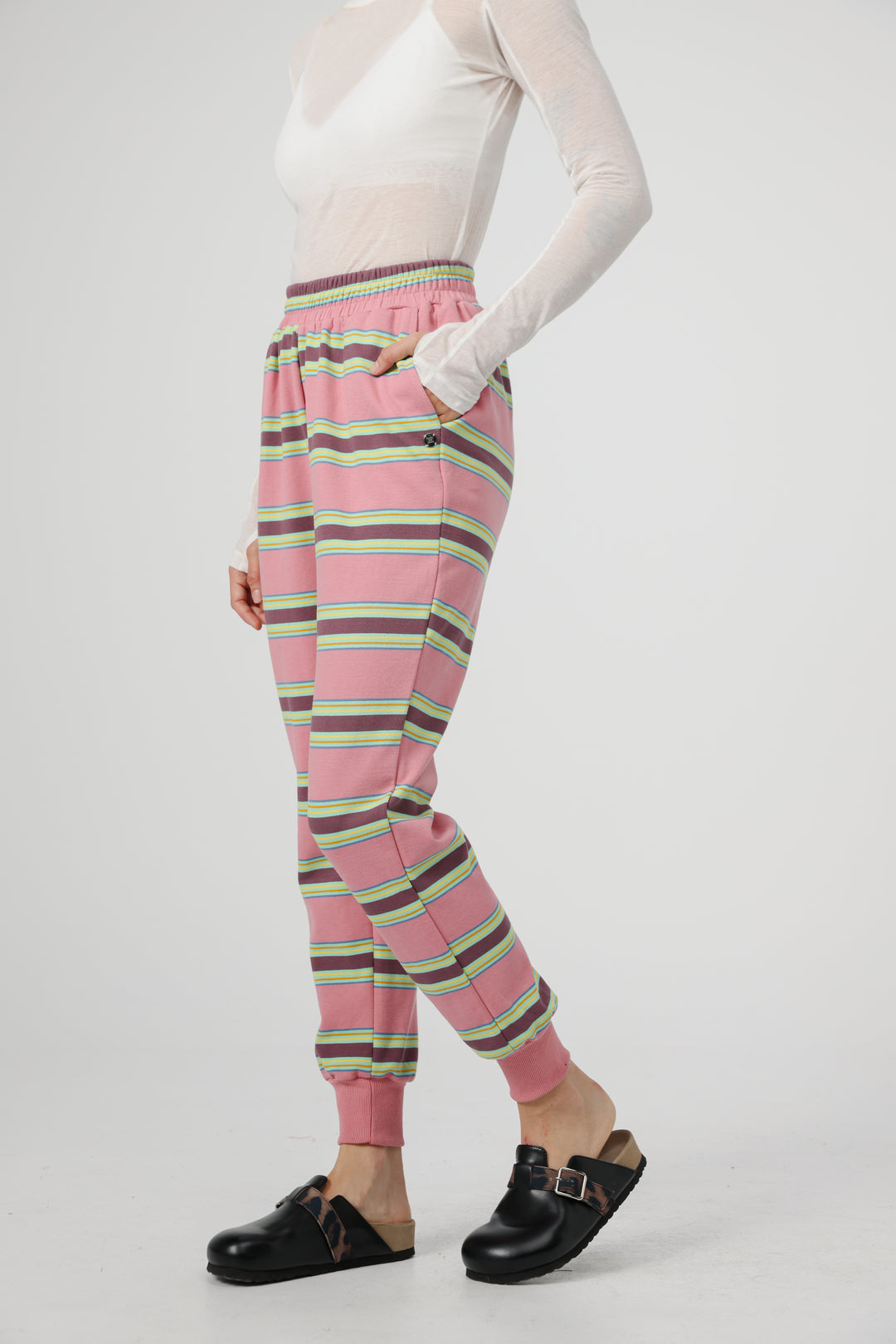 Bestie Pink Striped Joggers