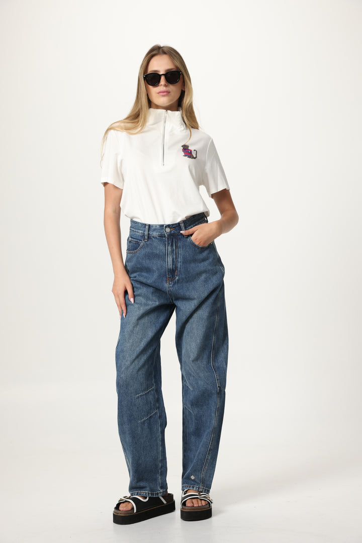 Leo Cream Zipper Polo