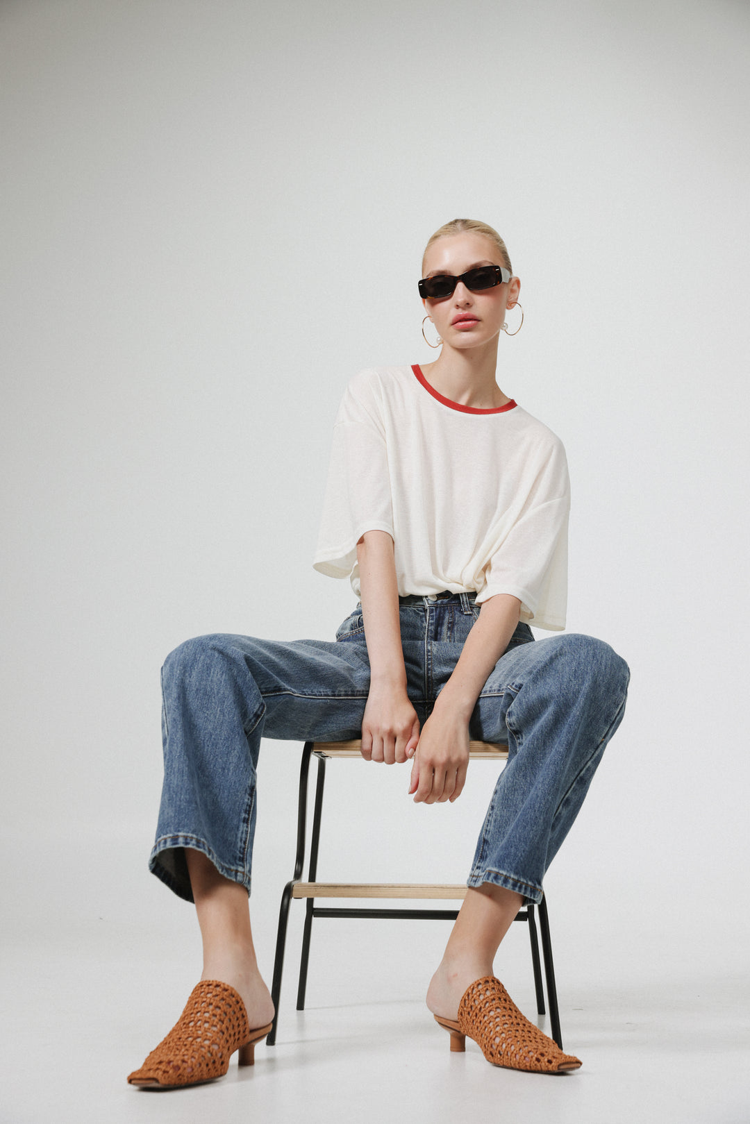 Camel Woven Straw Mules