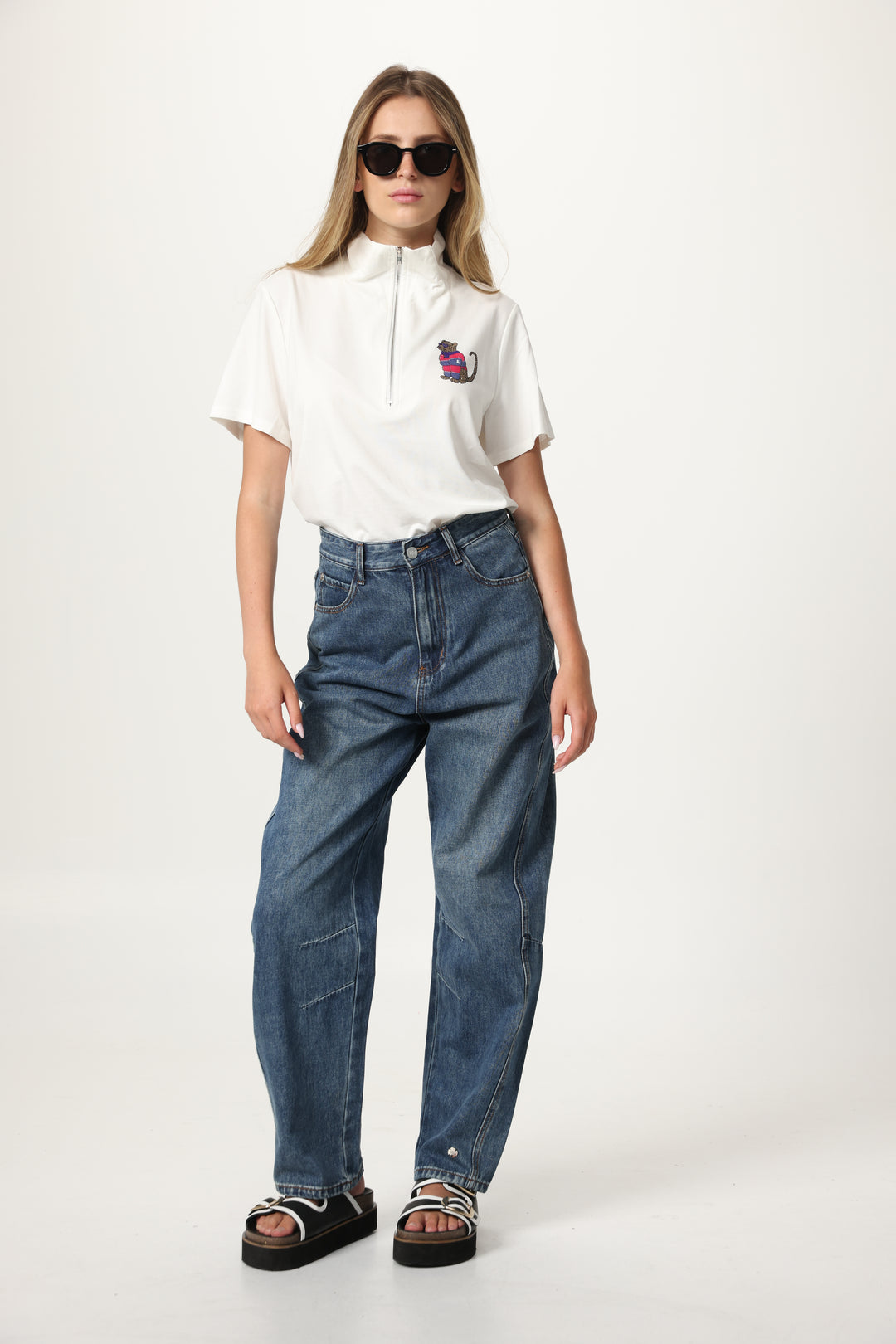 Leo Cream Zipper Polo