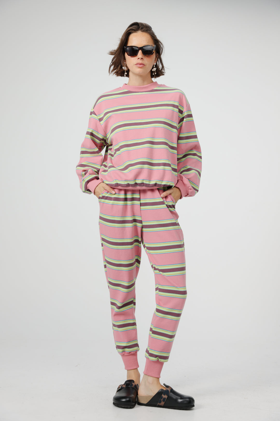 Bestie Pink Striped Sweatshirt