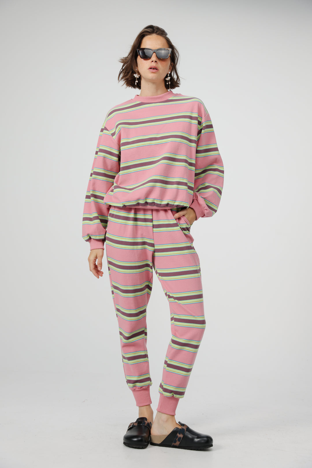 Bestie Pink Striped Sweatshirt