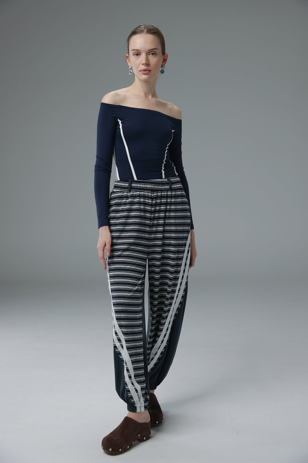 Daniela's Navy/Stripes Mix Joggers