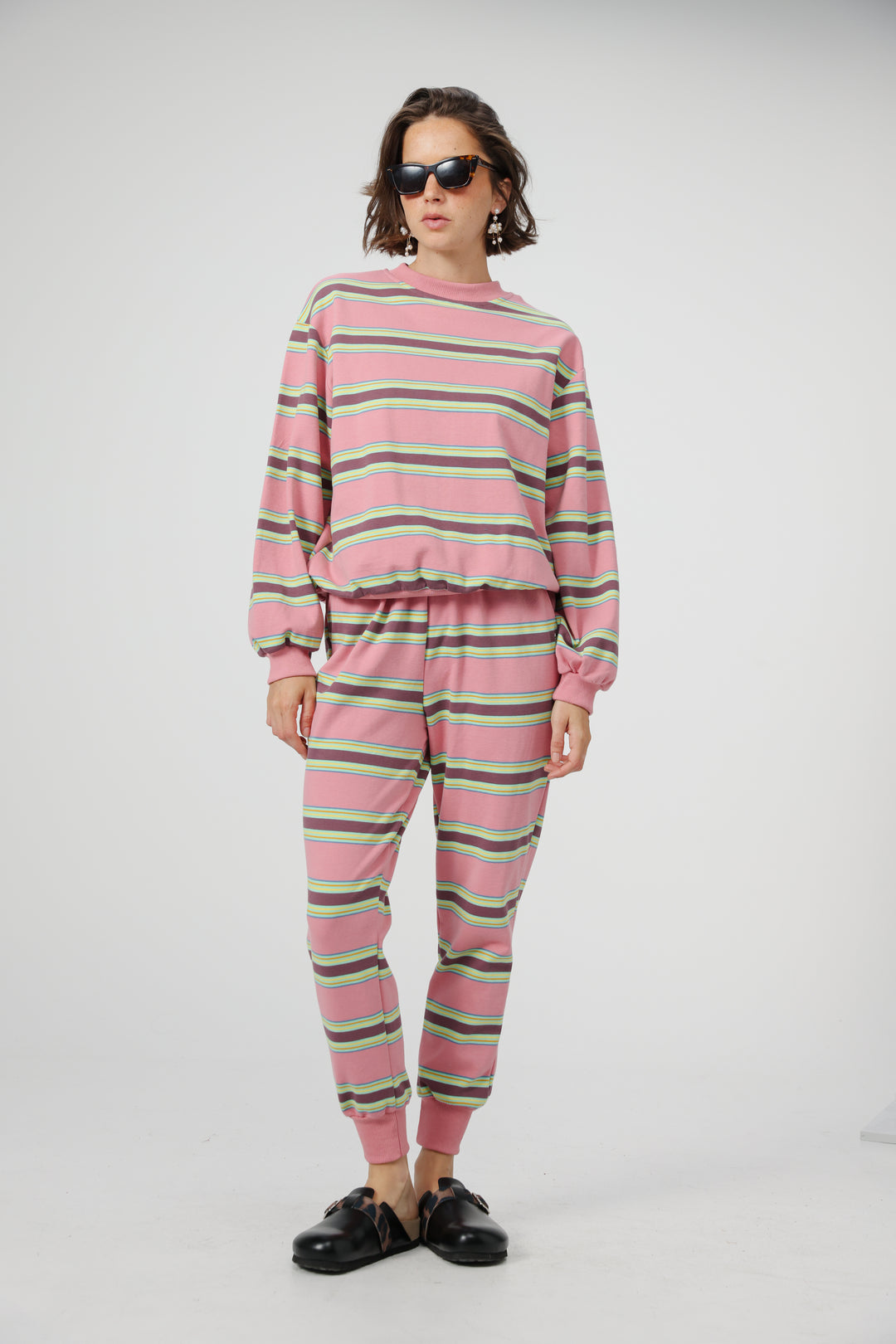 Bestie Pink Striped Sweatshirt