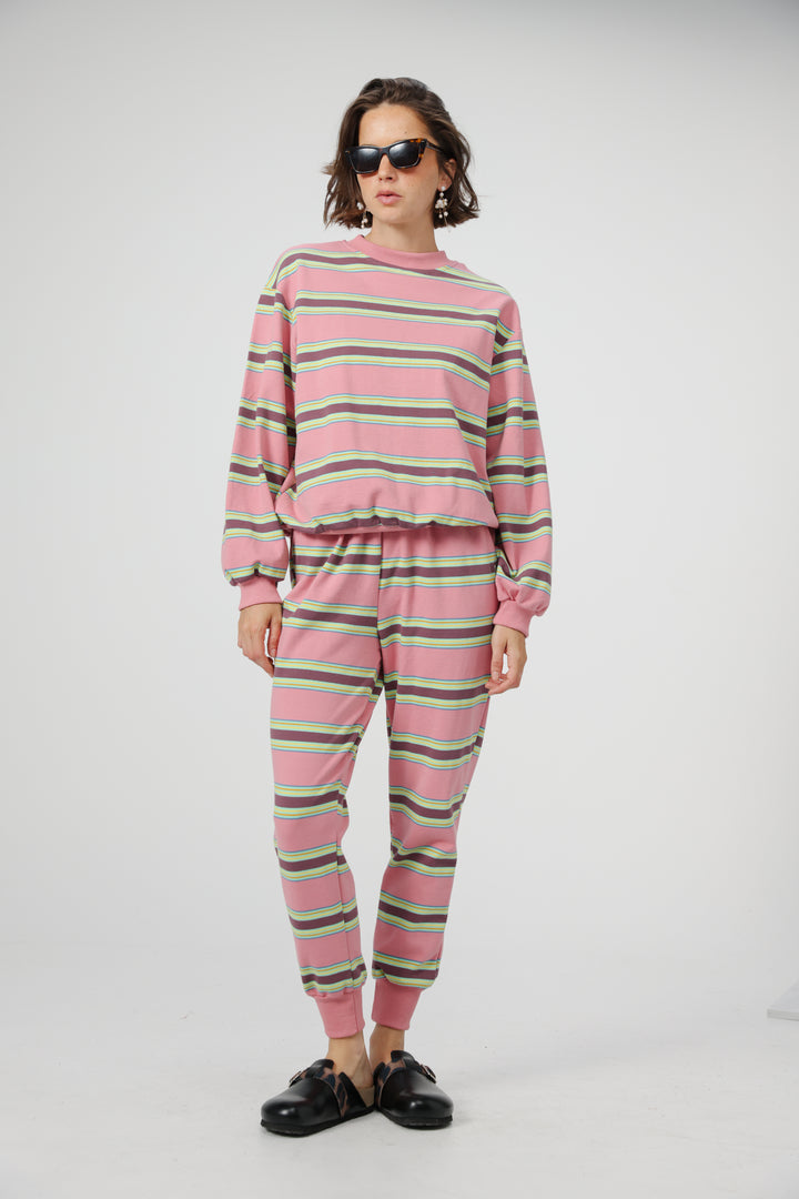 Bestie Pink Striped Sweatshirt