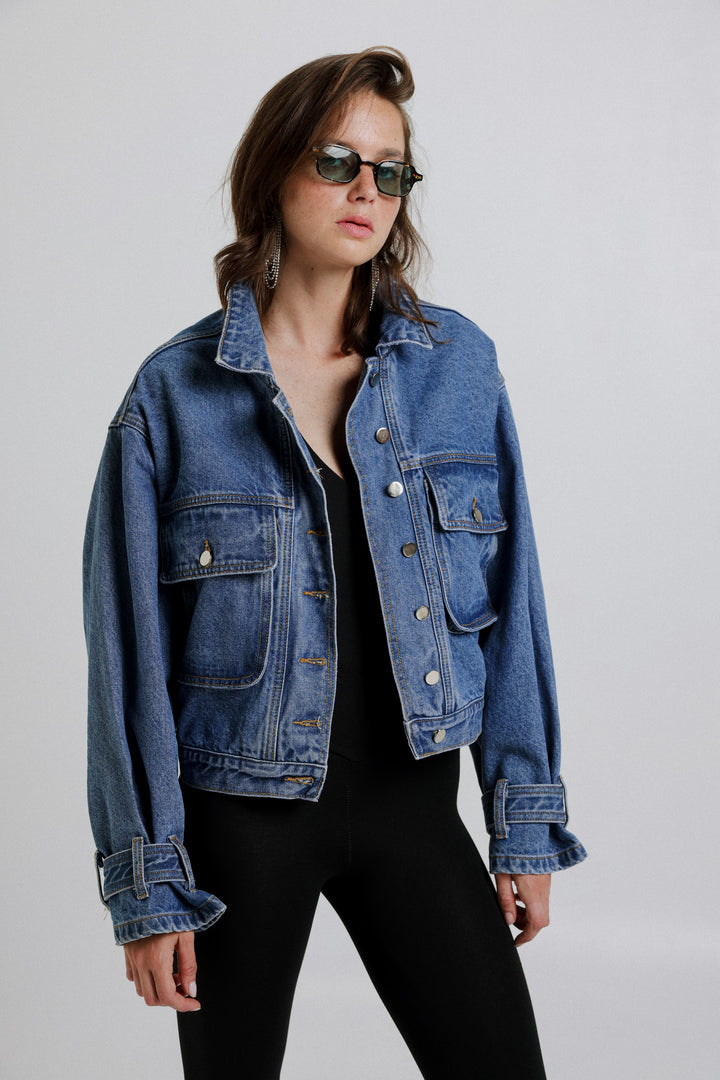 ג'קט ג'ינס ארוך Autumn Denim Jacket כחול סיסטרז