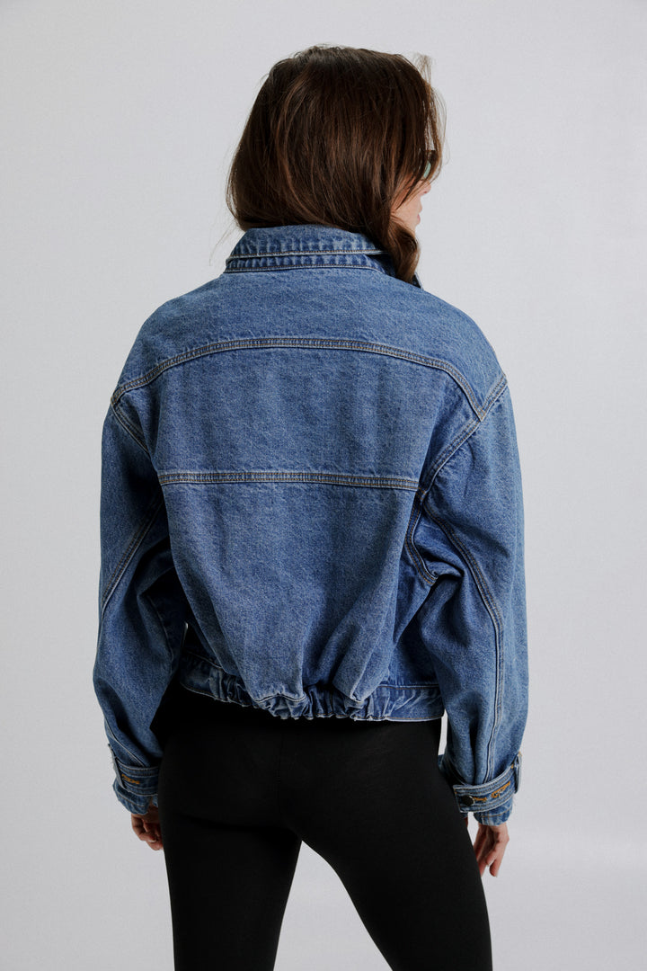 ג'קט ג'ינס ארוך Autumn Denim Jacket כחול גב