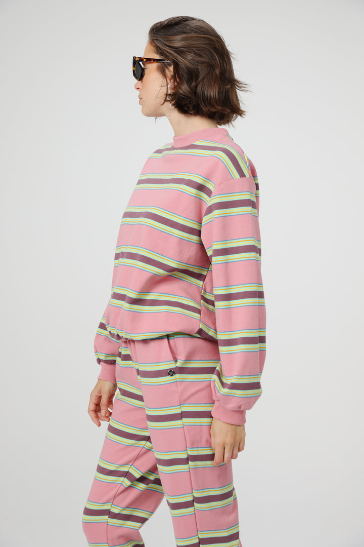 Bestie Pink Striped Sweatshirt