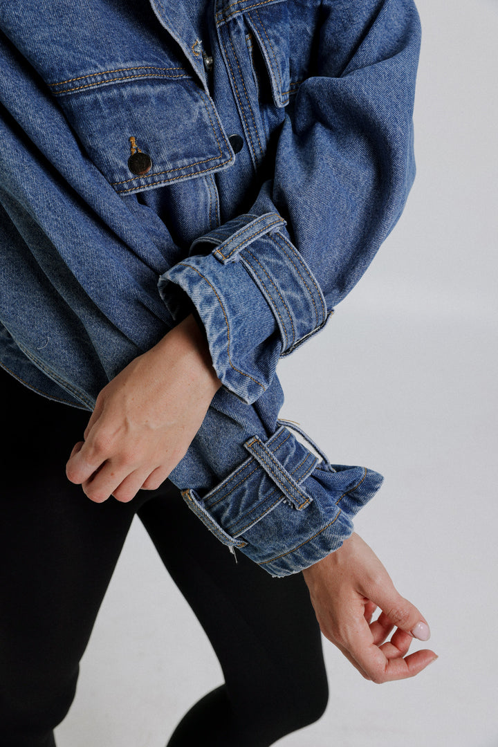 ג'קט ג'ינס ארוך Autumn Denim Jacket כחול מידות XS-XL
