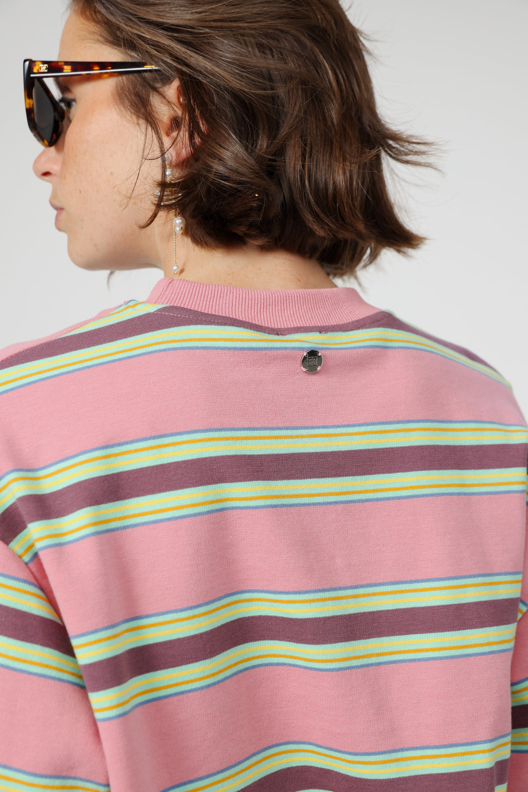 Bestie Pink Striped Sweatshirt